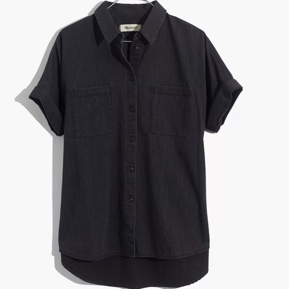 Madewell black denim chambray “courier” shirt, like new! Sz XS